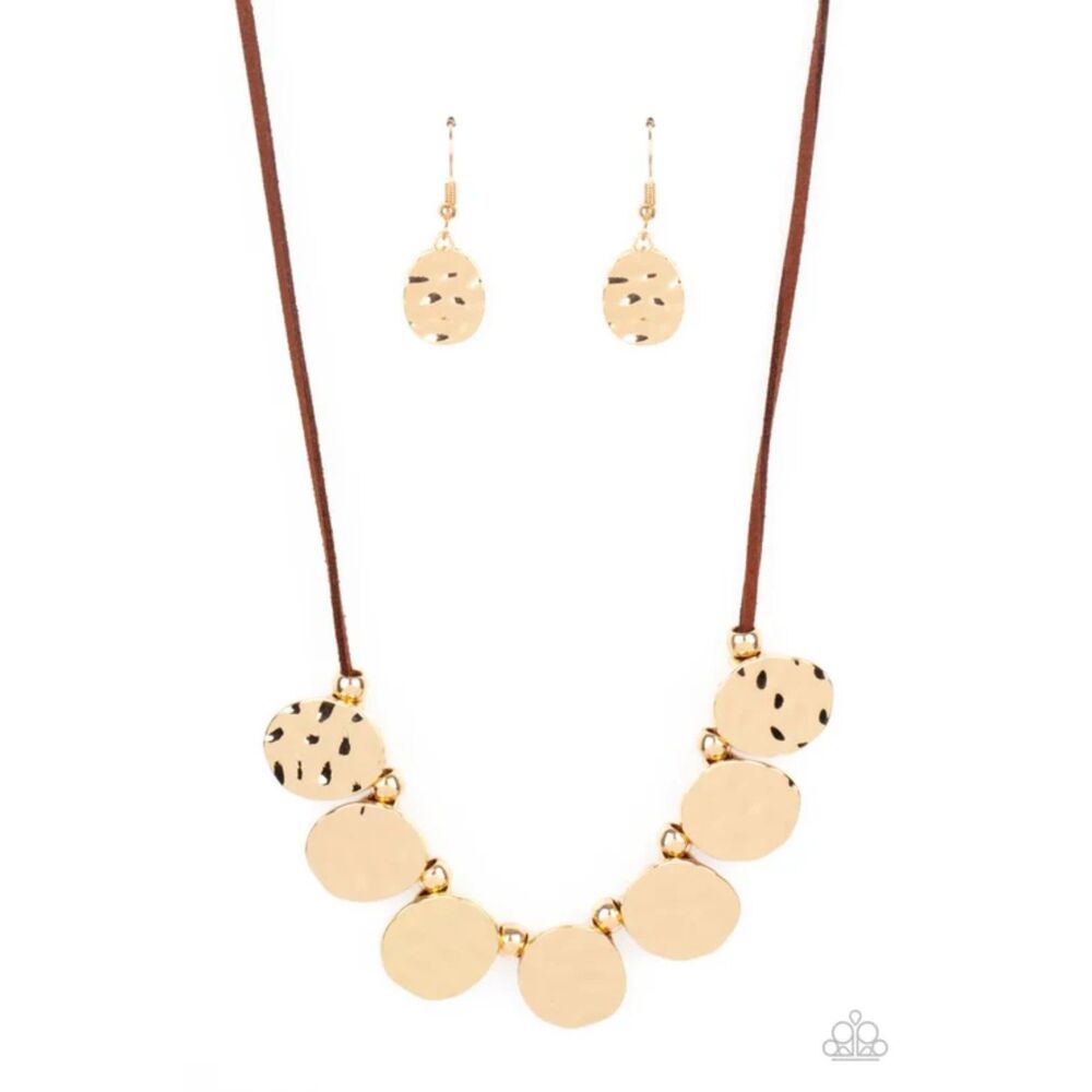 NWT Paparazzi Turn Me Loose Necklace & Earring Set Gold Fringe Statement Jewelry